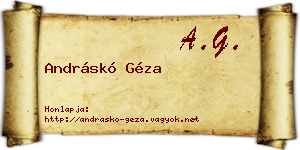 Andráskó Géza névjegykártya